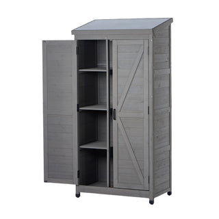 Outdoor Storage Shed With Vertical Tool Cabinet For Backyard