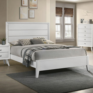 3 Piece Contemporary Bed Set With Wave Texture Panels And Angled Legs