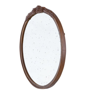 Round Hand Carved Rose Antique Mirror Frame, Wall Mirror For Live Space