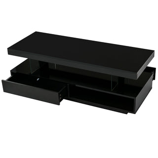 LED Coffee Table With 2 Drawers And Display Shelves