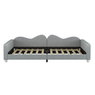 Upholstered Daybed, Sherpa Fabric Sofabed With Cloud-Shaped Backrest