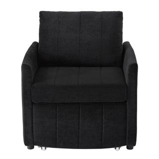 Upholstered Convertible Sleeper Sofa With 5 Position Backrest, Side Pockets, Storage