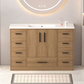 Bathroom Vanity With Abundant Storage 2 Soft Close Doors And 9 Drawers
