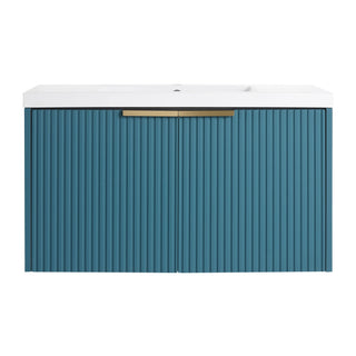Contemporary Wall Mounted Bathroom Vanity With Resin Double Sink