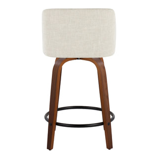 Toriano - Contemporary Fixed Height Counter Stool Swivel With Round Footrest (Set of 2)