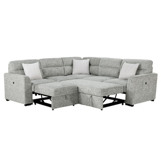 Emiliano - Sectional Sofa With 3 Pillows - Nickel