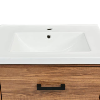 24'' Bathroom Vanity With Basin Sink, 3 Drawer Storage Cabinet - Natural Wood