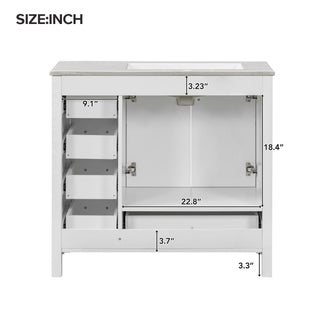 Bathroom Vanity With Sink Combo, 2 Soft Close Doors And 5 Drawers
