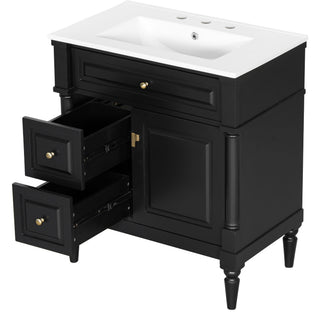 Modern Bathroom Vanity With Sink, Freestanding Cabinet With Flip Drawer & Adjustable Shelf