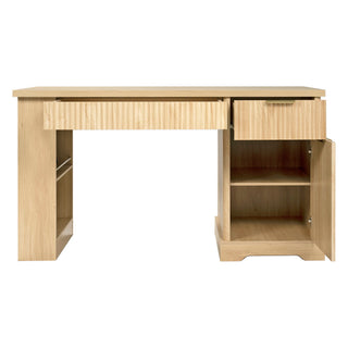 Modern Fluted Office Desk With Storage Cabinet