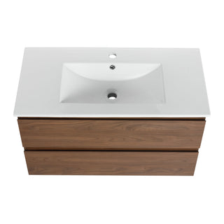 Wall Mounted Bathroom Vanity & Sink, 2 Soft Close Drawers