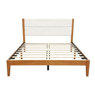 Platform Bed Frame With Upholstered Headboard, Slat Support