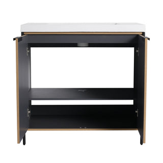Modern Freestanding Bathroom Vanity With Resin Sink & Soft Close Cabinet Doors