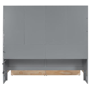Daybed With Glass Door Storage Cabinets, Built In LED Lighting And Shelves