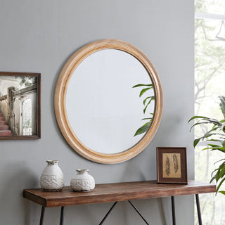 Round Wall Mirror With Ribbed Frame