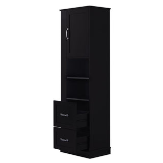 Freestanding Bathroom Storage Cabinet With Adjustable Shelves And Side Hooks Board, Rectangle Design