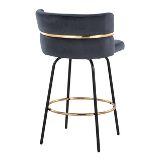 Cinch - Contemporary Fixed Height Counter Stool With Swivel & Round Footrest (Set of 2)