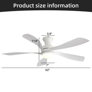 52" Ceiling Fan With 3 Color Dimmable LED Light, DC Reversible Motor, 6 Speed Settings