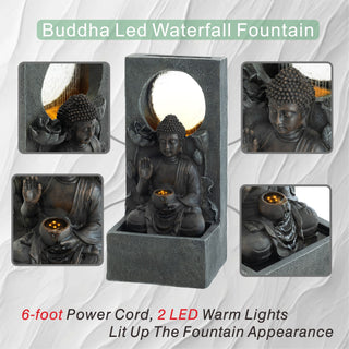 Zen - Outdoor Buddha Waterfall Fountain - Black