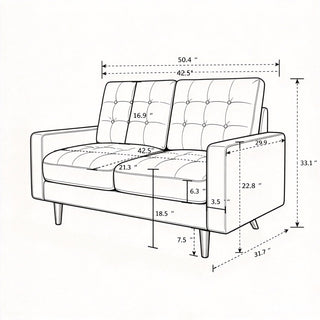 Loveseat Sofa, Tufted Back Upholstered 2 Seat Couch