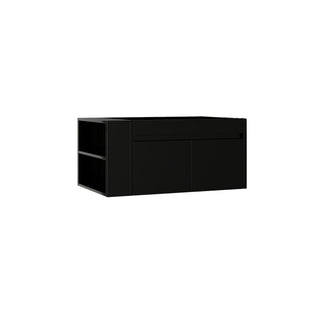 Floating Bathroom Vanity Cabinet, Soft Close Double Drawers, Open Side Storage, Wall Mounted, Cabinet Only