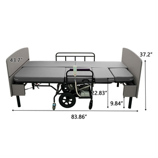 Dual Motor 3 In 1 Electric Nursing Bed Convertible To Wheelchair & Stretcher - Gray