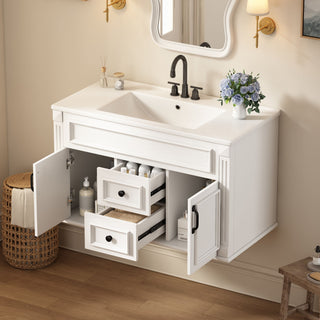French Simple Style Wall Mounted Bathroom Cabinet With Sink