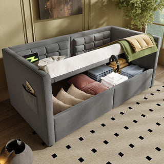 Upholstered Daybed With Hydraulic Storage And USB / Type - C Charging