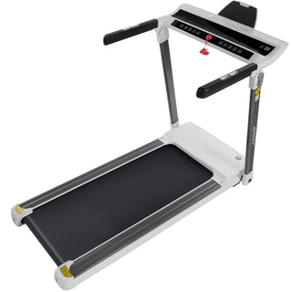 Portable Compact Treadmill, Electric Motorized 3.5Hp, 14Km / H, Medium Running Machine Motorised Gym 330Lbs, Foldable For Home Gym Fitness Workout Jogging Walking, Bluetooth Speaker App Fitime - White
