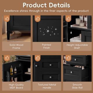 Bathroom Vanity With Sink, Rectangular Storage Cabinet & 2 Drawers And Tip Out Drawer