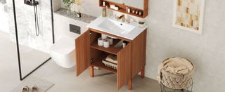 Bathroom Vanity With Sink, Minimalist Design, 45 Degrees Free Handle Doors - Antique Natural