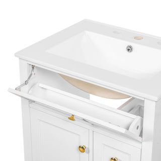 Modern Bathroom Vanity With Sink, 3 Drawers & Cabinet With 2 Tier Door Storage