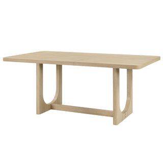 7 Piece Dining Table Set For 6, Rectangular Table & 6 Upholstered Chairs, Sturdy U - Shaped Base For Dining Room - Light Oak