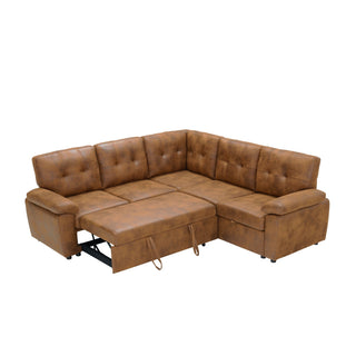 Convertible Sectional Sofa Bed With Pull Out Sleeper And Storage