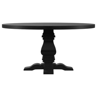 Allende - Round Dining Pedestal Table With Carved Base - Black
