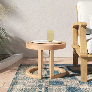 Outdoor Acacia Wood Side Table, Solid Side Table For Patio, Pool, Porch - Brown Wash