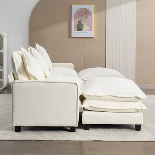 Sectional Sofa Upholstered Sofa With Two Removable Ottoman, Two USB Ports, Two Cup Holders And Large Storage Box For Living Room