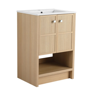 Modern Freestanding Bathroom Vanity With Ceramic Sink And Soft Closing Doors