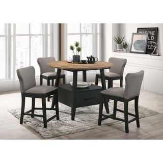 Arunda Yukon - Round Counter Height Dining Table With Pedestal Base And Built In Drawer - Oak