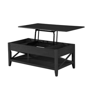 Decatur - Farmhouse Lift Top Coffee Table With Storage - Black / Ash