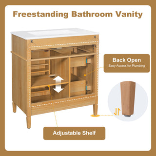Bathroom Vanity With Flip Out Drawer, 2 Soft-Close Drawers
