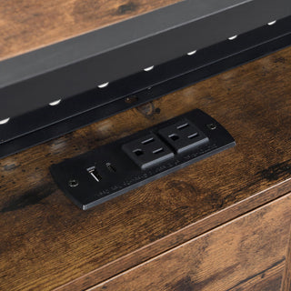 Modern Metal Platform Bed Frame With Wooden Headboard, USB Charging Station, Storage Drawers