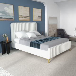 Valery - Queen Size Platform Bed - Cream
