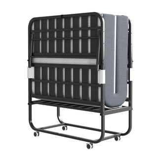 Twin Folding Bed With Memory Foam Mattress Portable Rollaway Bed Sturdy Metal Frame - Brushed Nickel