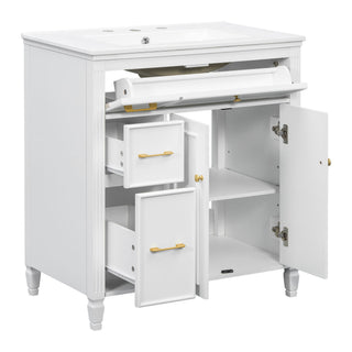 Freestanding Bathroom Vanity With Sink, Soft Close Door, Tip Out Drawer