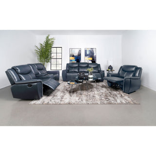 Brier - Upholstered Padded Arm Recliner Chair With Manual Recline And Pillowtop Arms - Blue