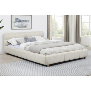 Queen Size Upholstered Platform Bed Frame - Beige