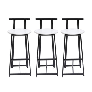 Modern Bar Stools With Backrest For Kitchen (Set of 3)