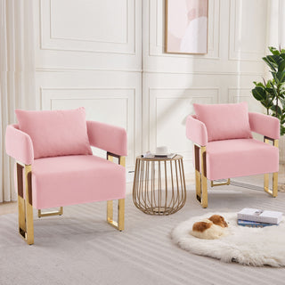 Modern Classic Design Decorative Chair Teddy Fleece Upholstered And Metal Foot