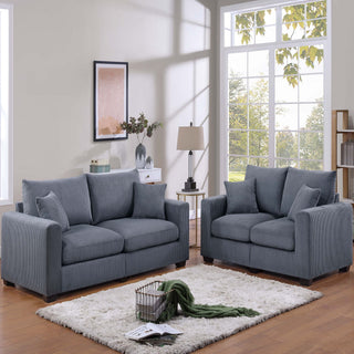 2 Piece Contemporary Style Sofa Set With Matching Pillows